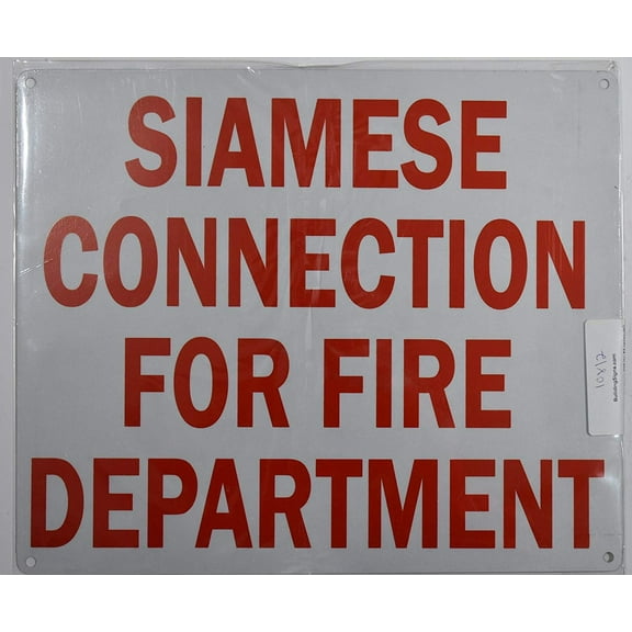 Siamese Connection for FIRE Department Sign (White, Reflective, Aluminium 10x12)