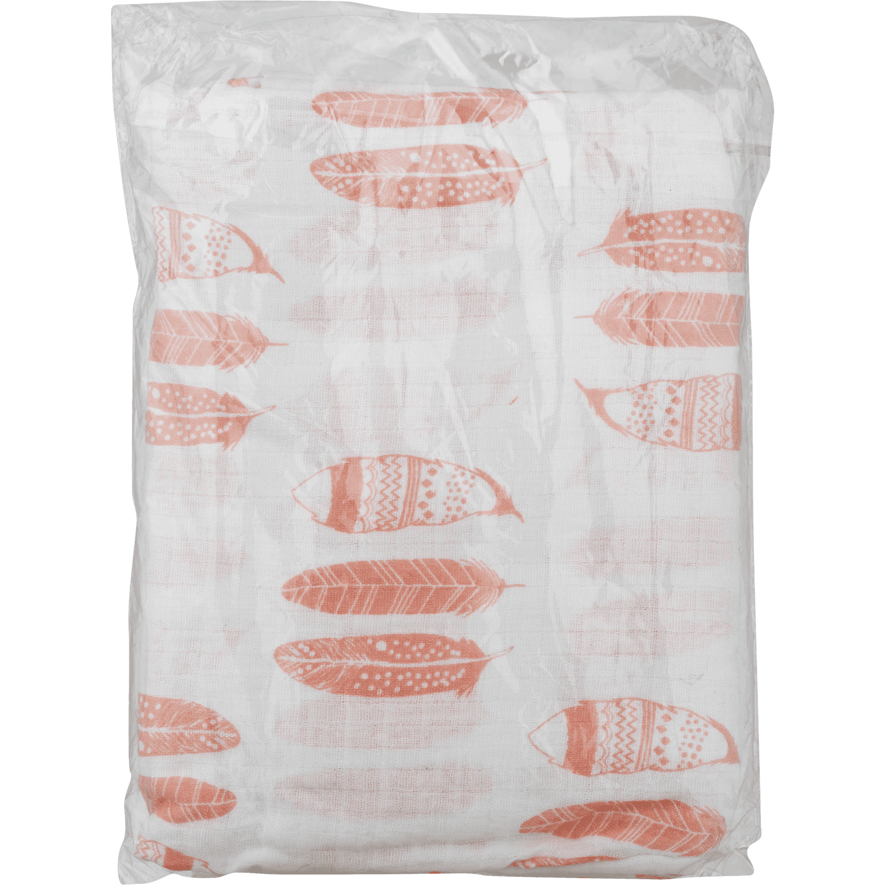 Bacati Muslin Nursing Scarf, Coral Tribal Feathers, 1.0 CT