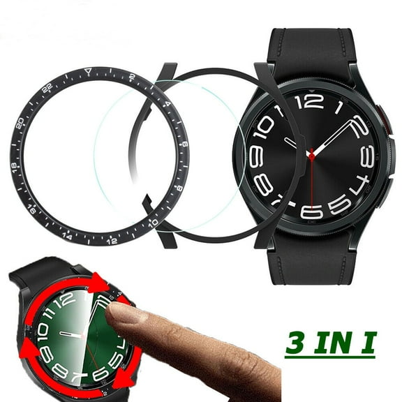 KANCOKIT Fr Samsung Galaxy Watch 6 Classic 47mm PC Case Full Coverage Screen & Bezel Ring