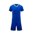 thumbnail image 2 of Conjuntos de blusas y camisas de manga corta con cuello en V. Conjunto de traje de fútbol de color sólido para niños para juegos deportivos universitarios, partidos de rendimiento, uniformes de entren, 2 of 5