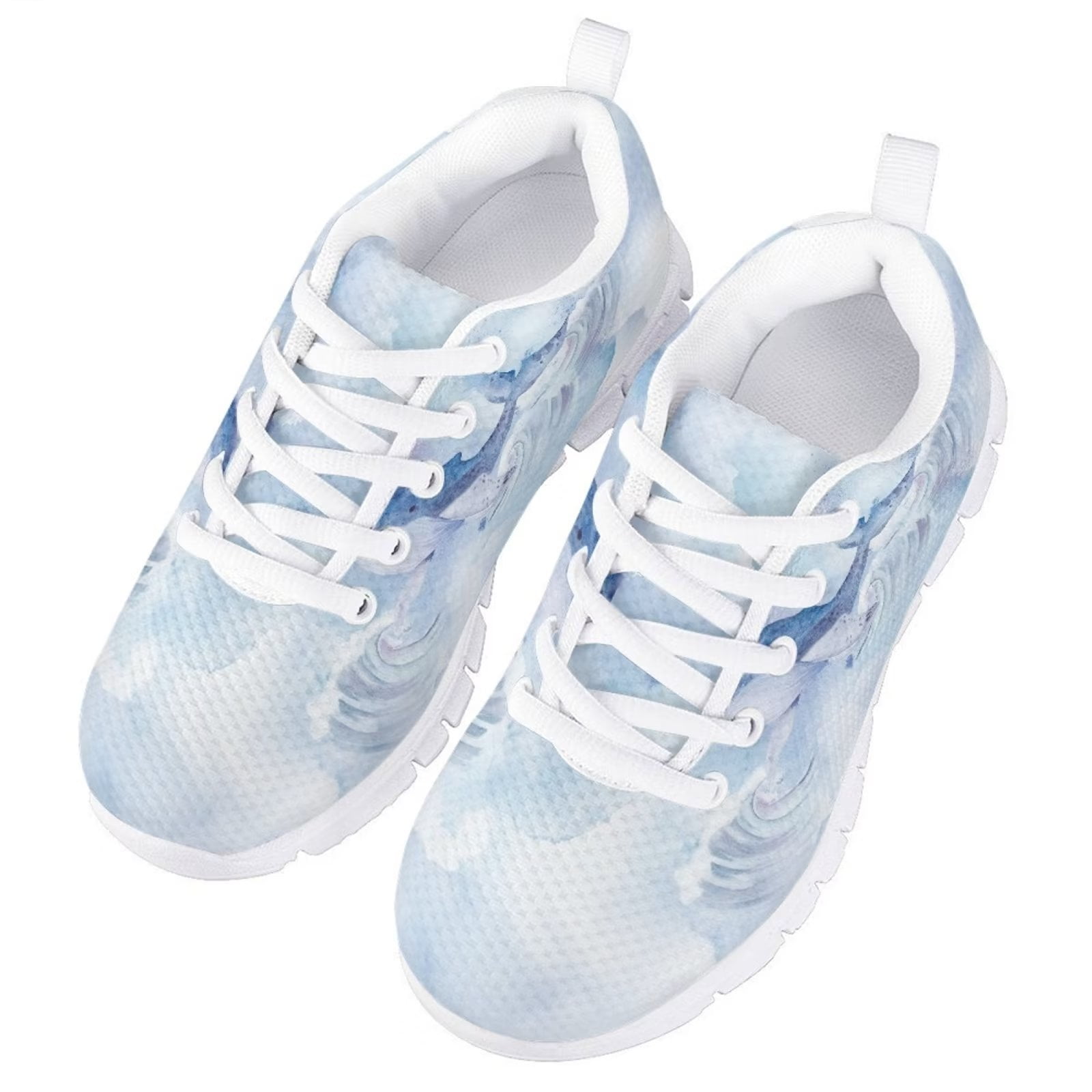 Pzuqiu Penguin Sports Shoes for Girls Size 12 Lightweight Athletic Shoes Casual Walking Shoes Breathable Tennis Shoes Lace Up, Kids Unisex, Blue