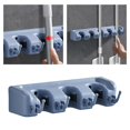 thumbnail image 4 of Soporte para escoba de , Rack de almacenamiento de montaje en pared de fácil instalación, Organizar suministros de limpieza, Herramientas de Azul 4 ganchos Macarena sostenedor de la escoba, 4 of 8