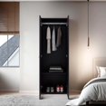 thumbnail image 2 of DEPOT E-SHOP Lisle Armoire, 2 Doors, 2 Shelves, Black Wengue, 2 of 6