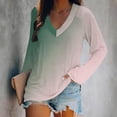 thumbnail image 2 of KIHOUT Women's Casual Tops 2024 Fashion Classic Gradient Color V Neck Blouse Fall Basic Loose Fit Pullover Shirts Long Sleeve Tunic Tops, 2 of 4