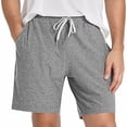 thumbnail image 2 of YTCAMLO Cotton Sweat Shorts Men Summer Casual Elastic Waisted Sleep Shorts with Drawstring Comfy Workout Short Breathable Loungewear, Gray S, 2 of 6