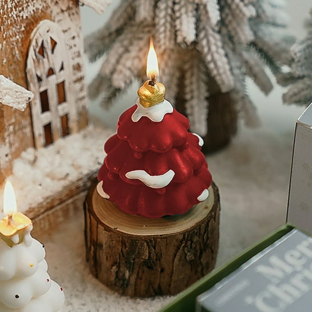 Vela de Aromaterapia con Forma de Árbol de Navidad | Vela Navideña con Aroma a Cera de Parafina de Soja Roja y Verde | Adorno Navideño para El Hogar | Regalo de Navidad para La Familia, La Oficina, E
