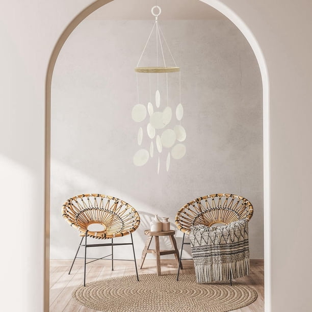Campanas de concha bohemia, carillón colgante de simpatía , carillones para jardín, interior, balcón, decoración del , Blanco perfecl campanas de viento de concha