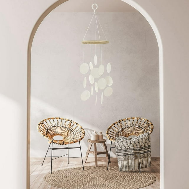 Bohemian Shell Wind Chimes Memorial Sympathy Hanging Chime Windchimes for Garden White