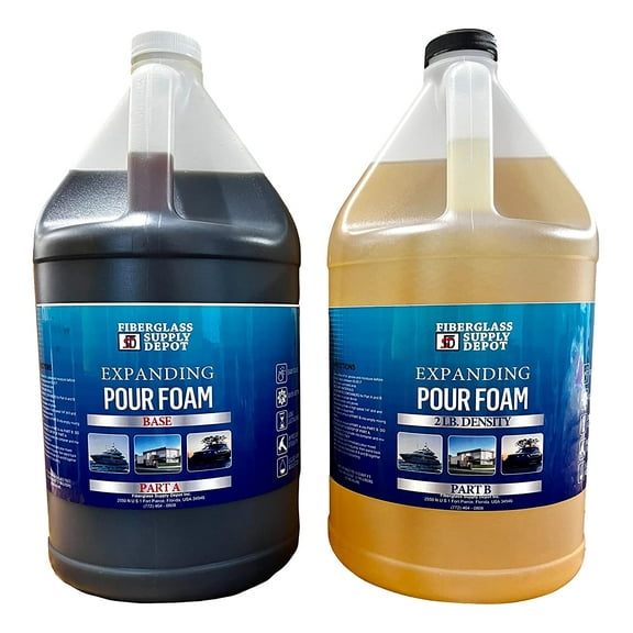 2 Lb Density Expanding Pour Foam, 2 Part Polyurethane Closed Cell Liquid Foam for Boat and Dock Flotation, Soundproofing, Filling Voids, and Insulation (2 Gallon Kit)