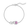 thumbnail image 2 of YIFSIY Infinity Symbol Bracelet for Women 925 Sterling Silver Adjustable Chain Bracelet Birthstone October Pink Tourmaline Anniversary Birthday Jewelry Gift, 2 of 6