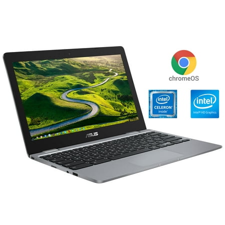 ASUS Chromebook 12, 11.6" HD Display, Intel Celeron N3350 Upto 2.4GHz, 4GB RAM, 32GB eMMC, Card Reader, Wi-Fi, Bluetooth, Chrome OS