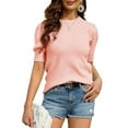 thumbnail image 3 of Puff Short Sleeved Women Slim Fit Knit Tops Pullover, 3 of 5