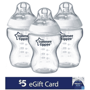 Free $5 Gift Card with Tommee Tippee Closer to Nature Baby Bottles 9 ounces, Clear, 3 Pk
