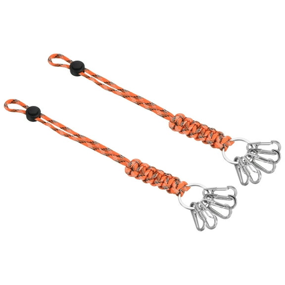11" Paracord KeyChain with Clasps, Braided Lanyard Adjustable Length, Camo Orange 2 Pack