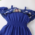 thumbnail image 5 of IBTOM CASTLE Mexican Dress for Girls Toddler Baby Cinco de Mayo Fiesta Mexican Off Shoulder Floral Embroidered Drape Casual Dress 18-24 Months Blue, 5 of 8