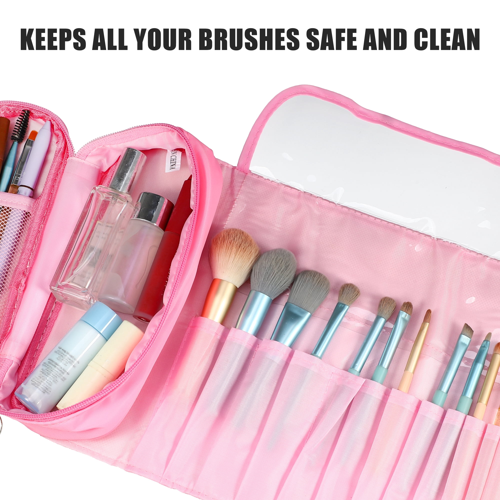 Unique Bargains 1Pc Travel Makeup Bag Cosmetics Storage Bag Portable Waterproof Pink