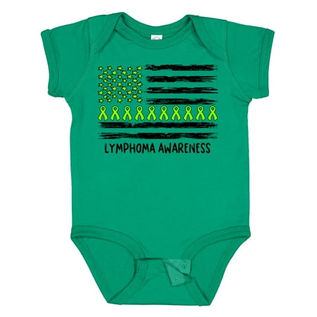 

Inktastic Lymphoma Awareness Lime Ribbons and Flag Gift Baby Boy or Baby Girl Bodysuit