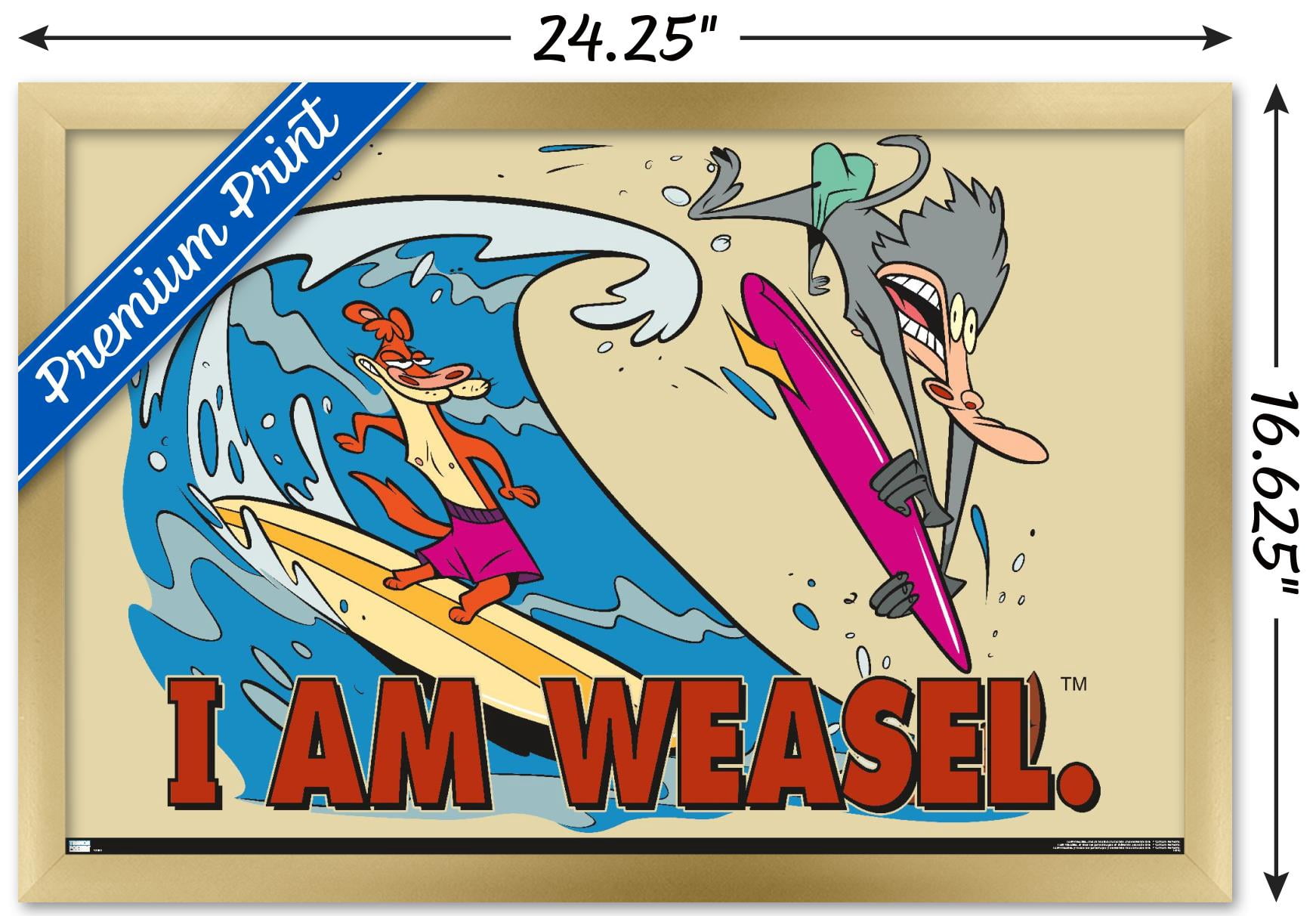I Am Weasel - Surf Wall Poster, 14.725" x 22.375" Framed