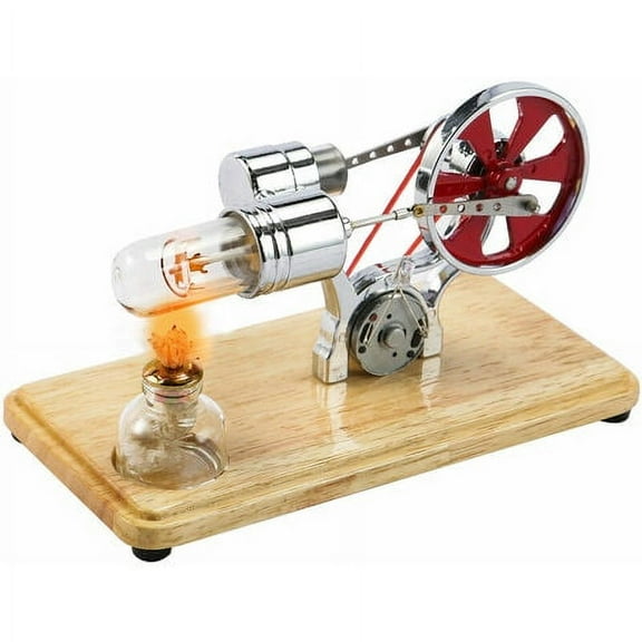 Stirling Engine Kit Electricity Generator Hot Air Engine Model Physics Generator Model with LED Light Flywheel Design Experiment
