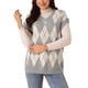 thumbnail image 1 of Chaleco de suéter sin mangas de color contrastante para mujer INSPIRE CHIC con cuello en V, 1 of 5