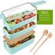 thumbnail image 4 of Promoción de invierno, lonchera Bento Box, contenedor con compartimentos 3 en 1, lonchera Bento ecológica apilable a prueba de fugas para preparación de comidas, 4 of 5