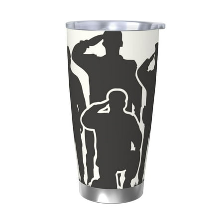 

Cauagu Veterans Day Pattern 20oz Tumbler Stainless Steel Vacuum Insulated Tumbler with Lid Insulated Coffee Mug Thermal Cup with Splash Proof Sliding Lid-Without Straw