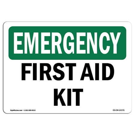 Online Sites For Home Decor OSHA EMERGENCY Sign - First Aid Kit | Choose from: Aluminum, Rigid Plastic or Vinyl Label Decal | Protect Your Business, Construction Site, Warehouse & Shop Area | Made in the USA ()