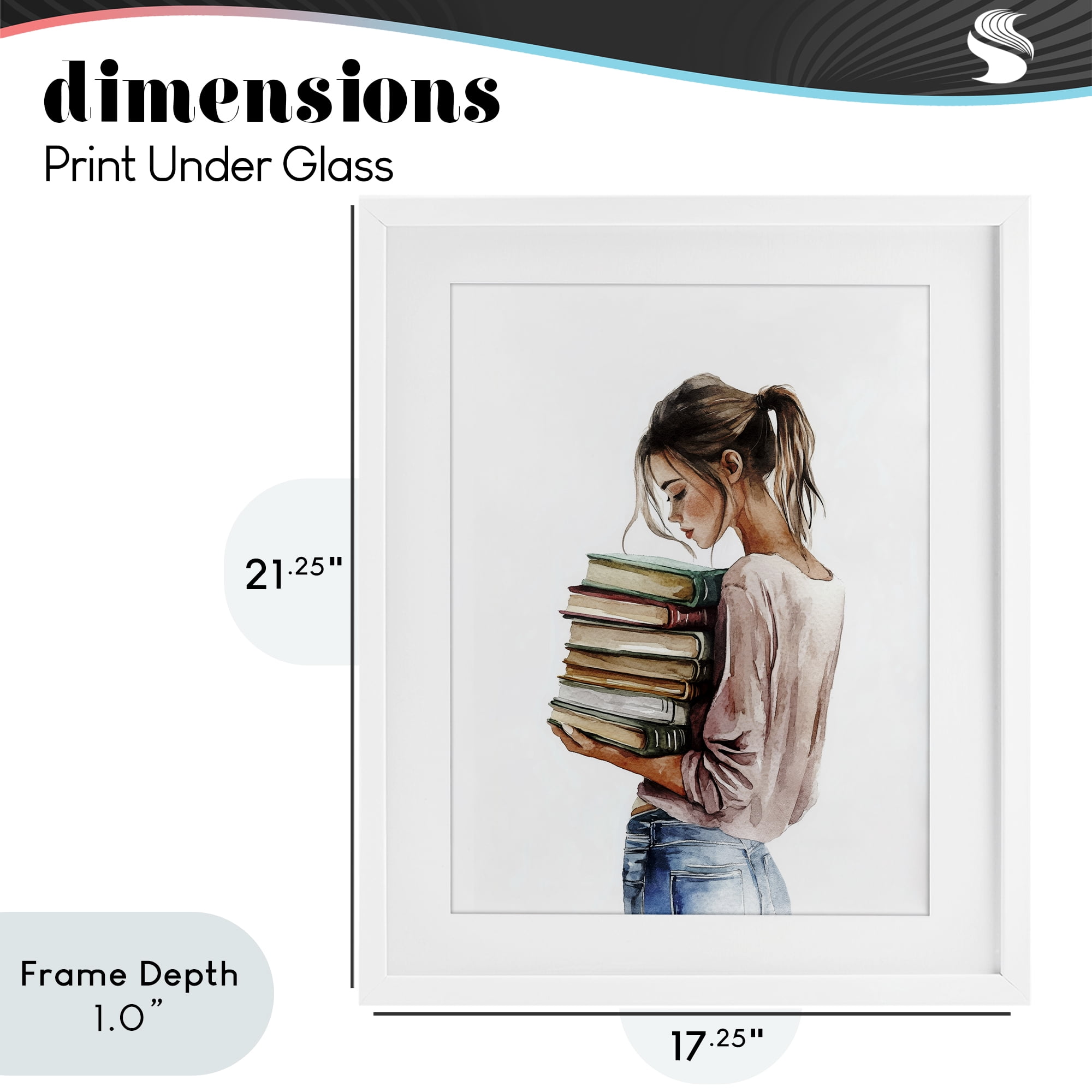 Stupell Industries Library Walk Girl White Framed Print Under Glass, design by Svetlana Aleynikova