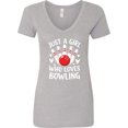 thumbnail image 3 of Inktastic Just a Girl Who Loves Bowling Women's V-Neck T-Shirt, 3 of 5