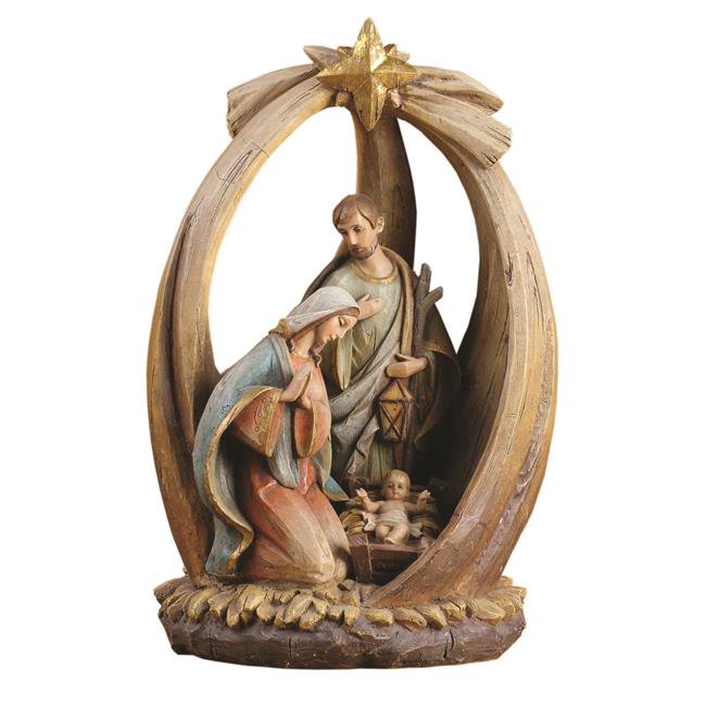 Napco 46015 Woodcut Holy Family with Star of Bethlehem Christmas