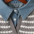thumbnail image 6 of Cyber*Mondayy Chaoheng Fall Sweaters for Women 2025 Women's Denim & Stripe Two-in-One Sweater,Layered Look Pullover Top, 6 of 8