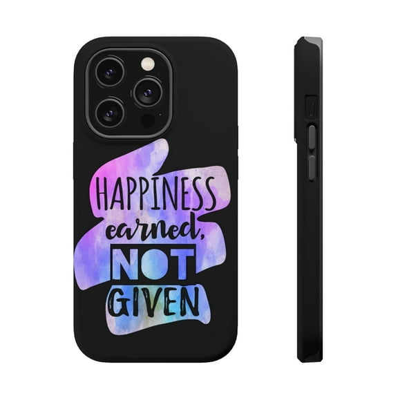 DistinctInk Tough Case for Apple iPhone 15 PRO (6.1" Screen), Compatible with MagSafe Charging - Happiness Earned Not Given