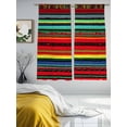thumbnail image 3 of Boho Colored Stripes Sheer Curtains 63 Inch Length 2 Panels Set, Vintage Green Red Blue Tribal Voile Window Treatment Rod Pocket Curtains Sheers Drapes for Bedroom/Living Room/Kitchen 52x"63"x2, 3 of 7