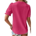 thumbnail image 4 of Enwejyy Womens Summer Hollow Out Solid Short Sleeve V-Neck Basic Blouse, 4 of 4