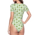 thumbnail image 3 of Uemuo Green Avocado Pattern Women's One Piece Short Sleeve Swimsuit Rash Guard Surfing Modest Quick-drying Swimsuit Beach Essentials-, 3 of 9