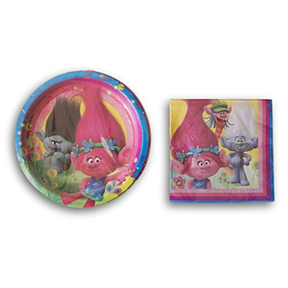 Trolls Birthday Party Supply Kit Plates and Napkins