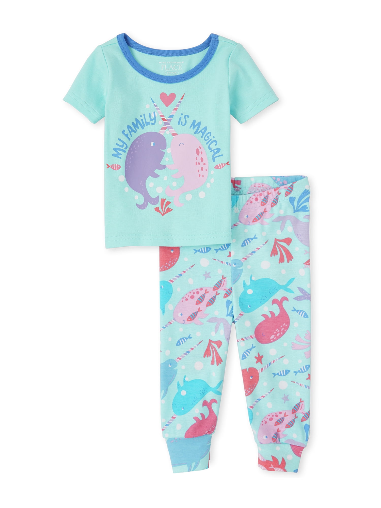 The Children's Place Baby Toddler Girl Short Sleeve Pajamas, 2pc Set