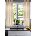 thumbnail image 2 of Orange Brown Sheer Curtains 45 Inch Length 2 Panels Set for Living Room/Bedroom, Modern Abstract Art Ombre Striped Kitchen Curtains Grommet Semi-Sheer Curtains Drapes Window Treatments 42"x45"x2, 2 of 7