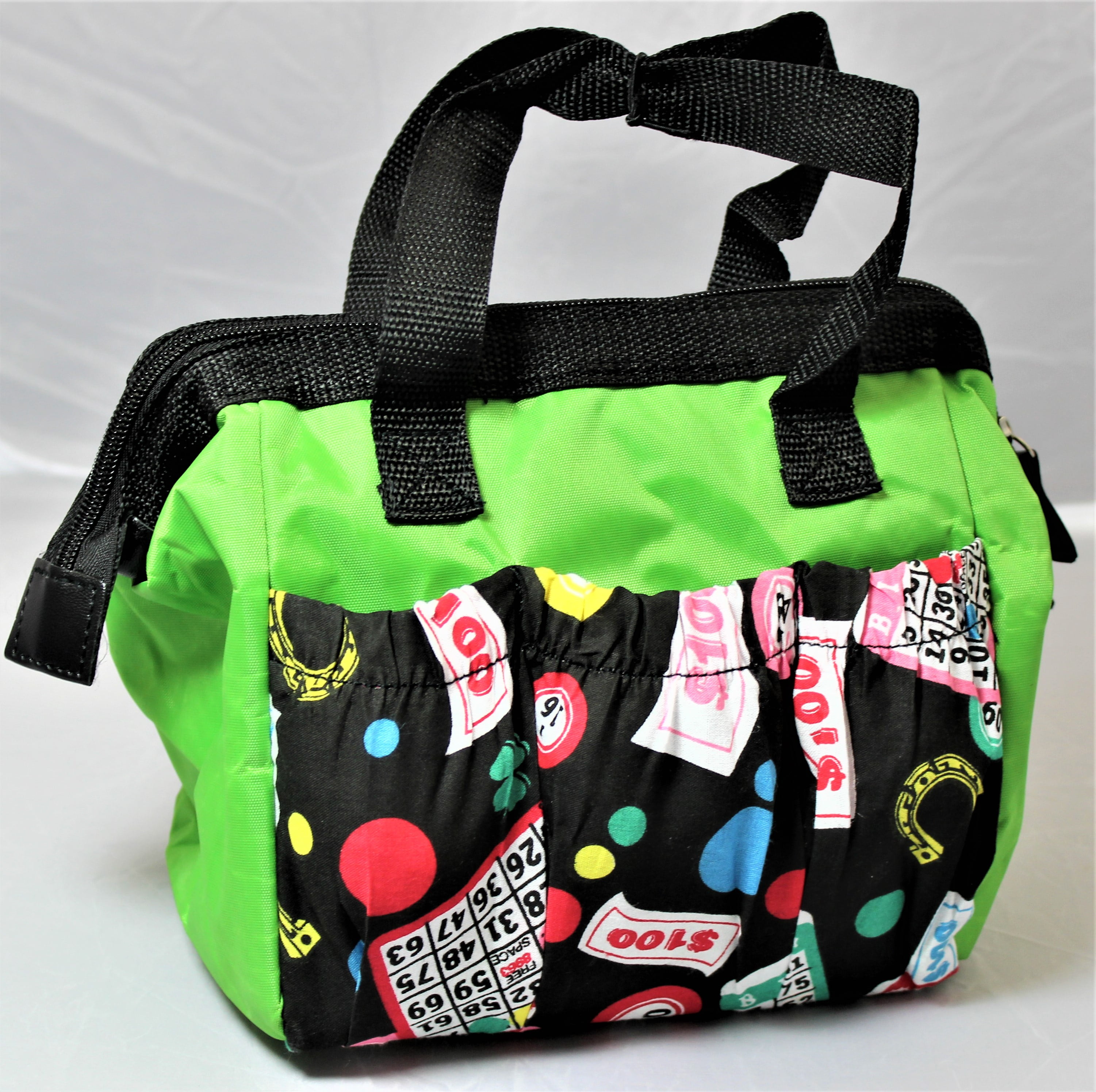 Designer Deals 6 Pocket Green Bingo Dauber Tote Bag Card Pattern