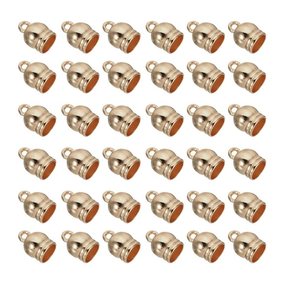 Uxcell 8mm Cord End Caps, 50Pcs Round Terminators Cord Findings Clasp, Light Gold