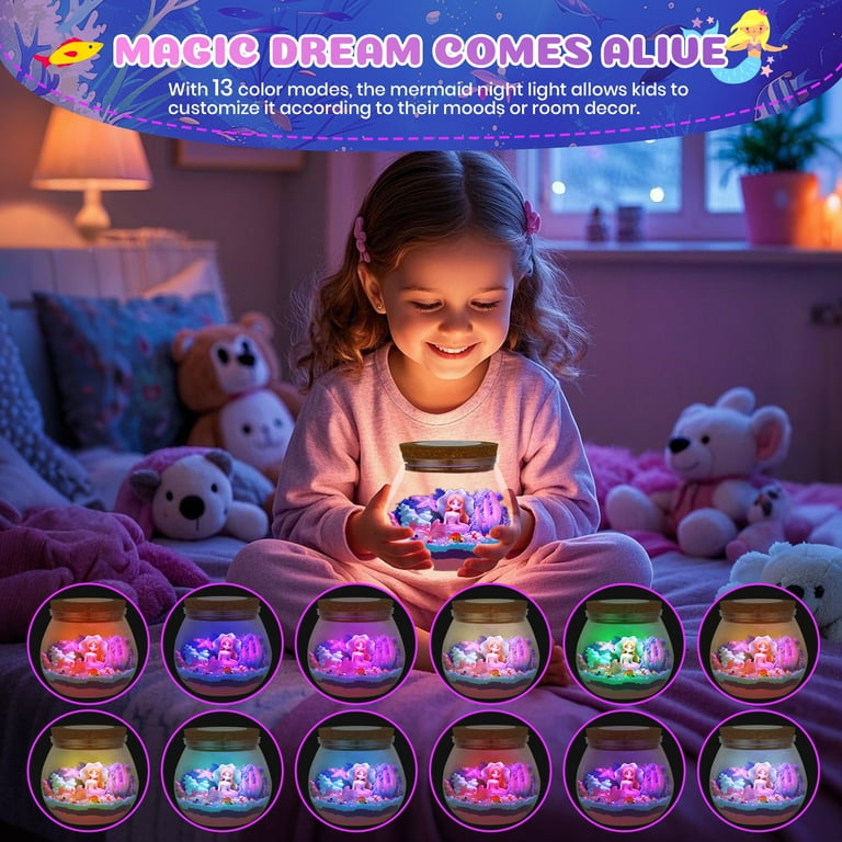 Nicella Mermaid DIY Terrarium Kit, LED Night Light, 5.1