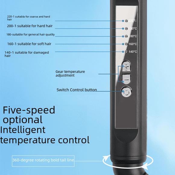Rizador de pelo eléctrico con espejo giratorio para estudio profesional, para maquilladores, para hombres, tamaño de varilla eléctrica que no daña el cabello