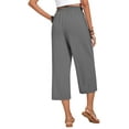 thumbnail image 4 of Women'S Cropped Pants Drawstring Casual with Pockets Loose High Waisted Wide Leg Lounge Pants Dark Grey XL, 4 of 6