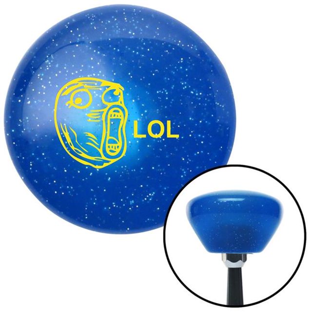 Yellow LOL Blue Retro Metal Flake Shift Knob with M16 x 1.5 Insert Shifter Auto Brody