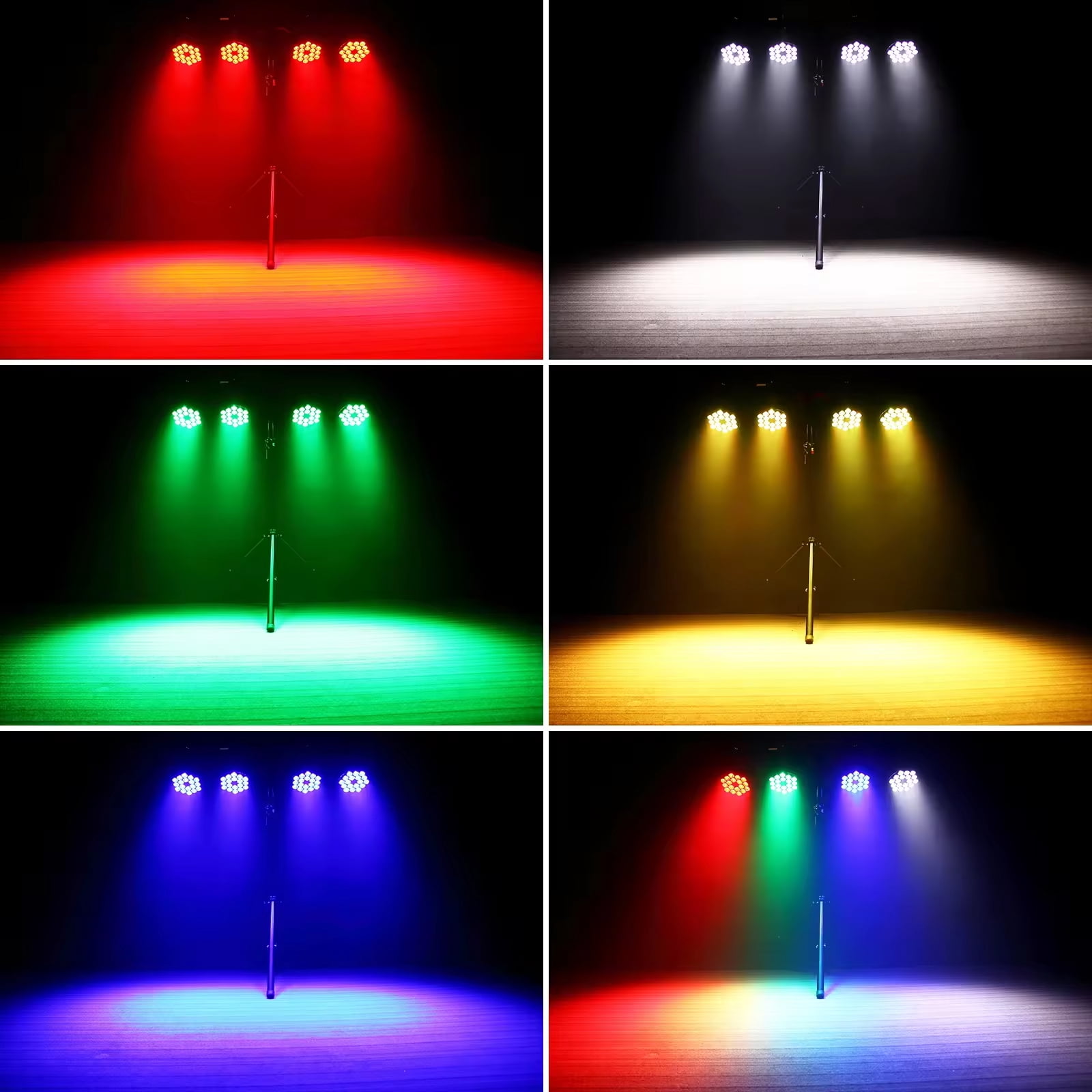 LED Stage Par Lights LED 18X18W water proof DJ Stage Lights RGBWA+UV 6in1 Wash/Strobe Effect DMX512 Control Sound Activated Aluminum Alloy Shell Uplighting Lights for Concerts