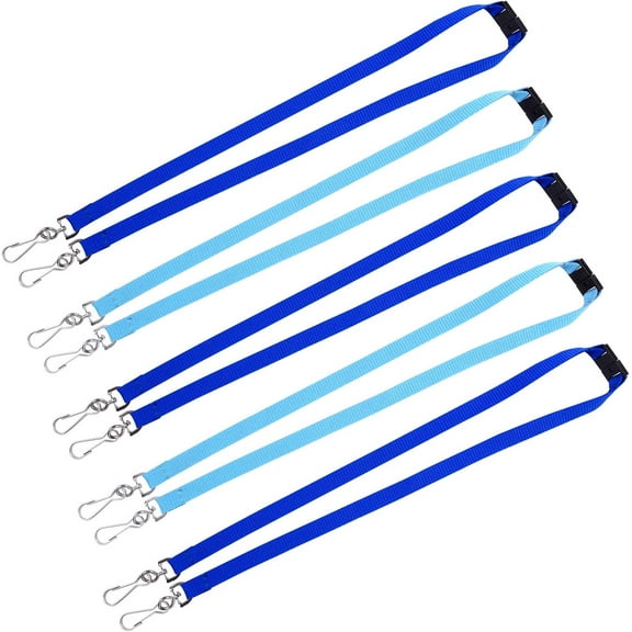 Double Clip Lanyards For Neck, 5 Pack Lanyard With Double Swivel J Hook And Safety Breakaway Buckle For ID Name Tag And Badge Holders - Multicolour