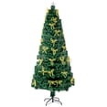 thumbnail image 2 of 7.5FT Lighted Artificial Christmas Trees, Seizeen Green Lighted Pre-lit Xmas Trees with Colorful Lights & Bow Tie, Indoor Home Room Shop Holiday Decor, 300 Tips, 2 of 7