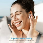 TWS Bluetooth Earphones True Wireless Stereo Earbuds w Mic White K4D for OnePlus 8, 7T, 9, Nord N200 5G N100 N10 5G, Pro, 5G McLaren, 7 Pro, 8T Plus, UW - Orbic Magic 5G - Razer Phone 2