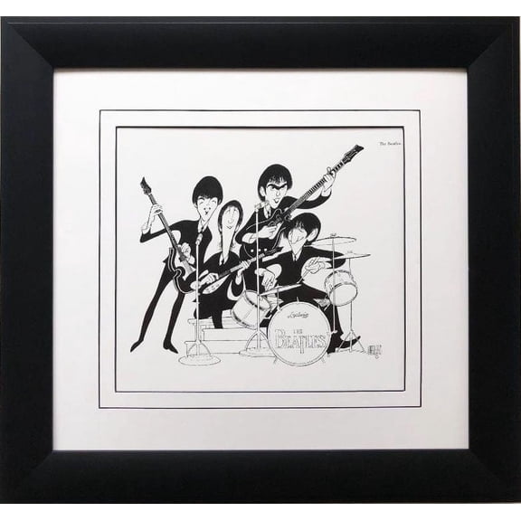 Al Hirschfeld "The Beatles" CUSTOM FRAMED Decorative ART Print Generic