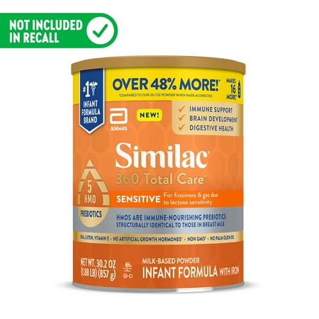 Similac 360 Total Care Sensitive Non-GMO Infant Formula Powder - 30.2oz